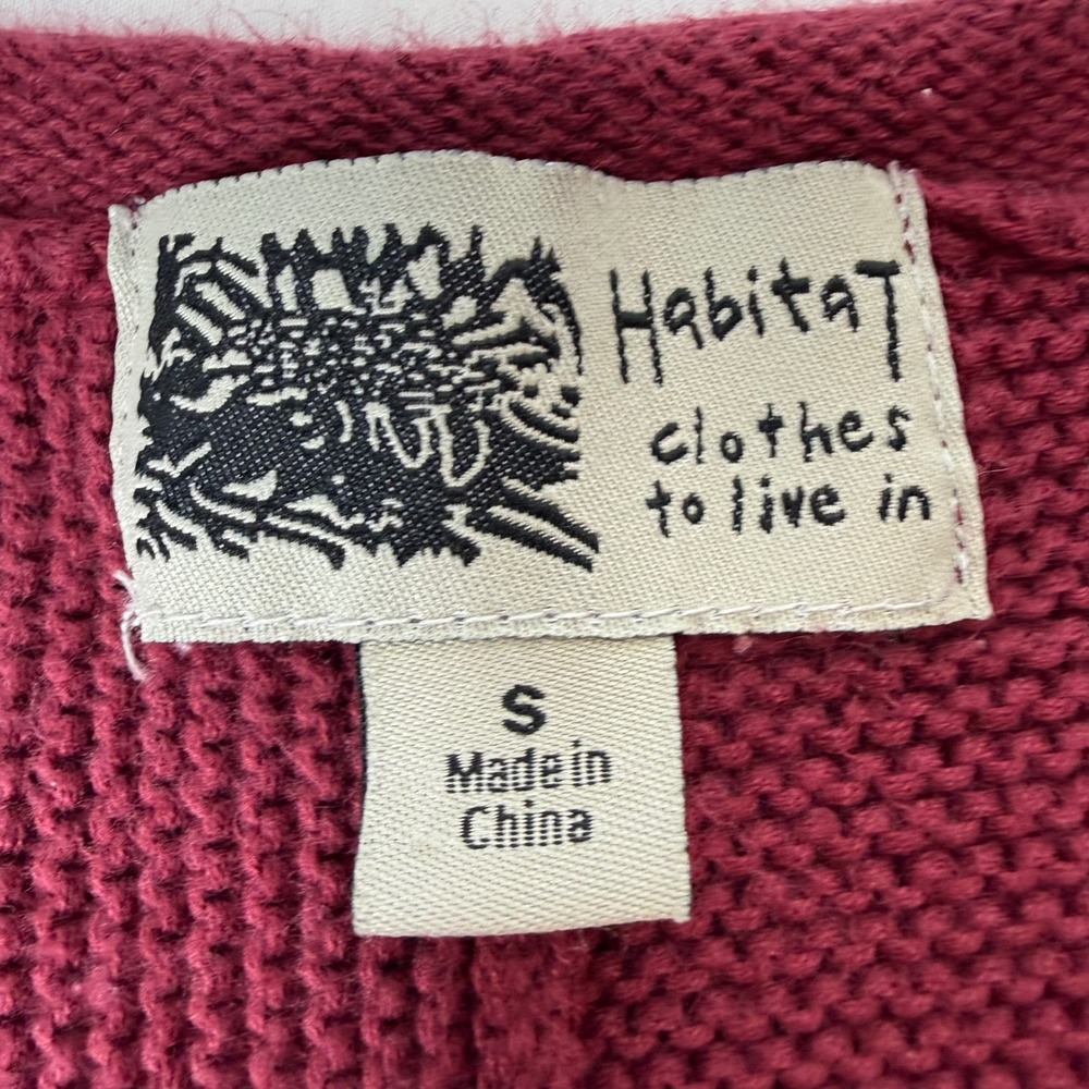 Habitat Clothes to Live In Burgundy Cotton V-Neck A-Line Sweater Women Small - Picture 2 of 7